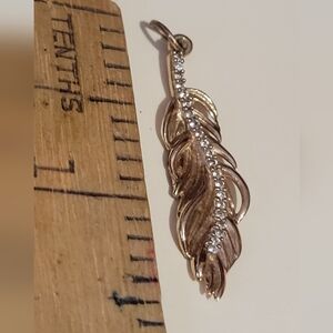 Sparkling  Dainty Gold Feather Pendant